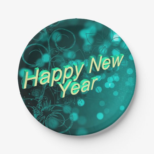 Happy New Year Paper Plate – Festive Party Tablewa Pappteller (Vorderseite)