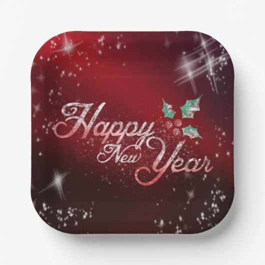 Happy New Year Paper Plate Pappteller (Vorderseite)