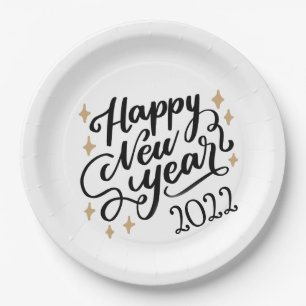 Happy New Year Paper Plate Pappteller