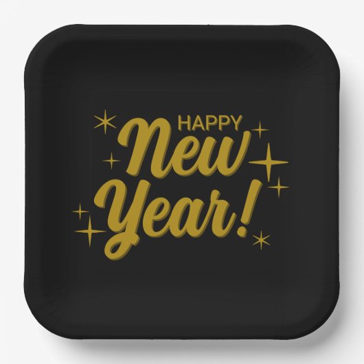 Happy New Year Paper Plates Pappteller (Vorderseite)