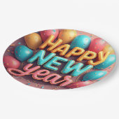 Happy New Year Pappteller (Schrägansicht)