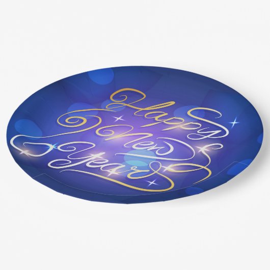 Happy New Year Pappteller (Schrägansicht)