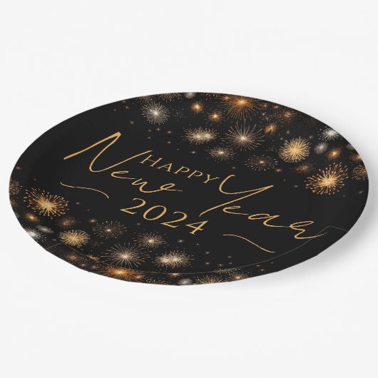 Happy New Year Pappteller (Schrägansicht)