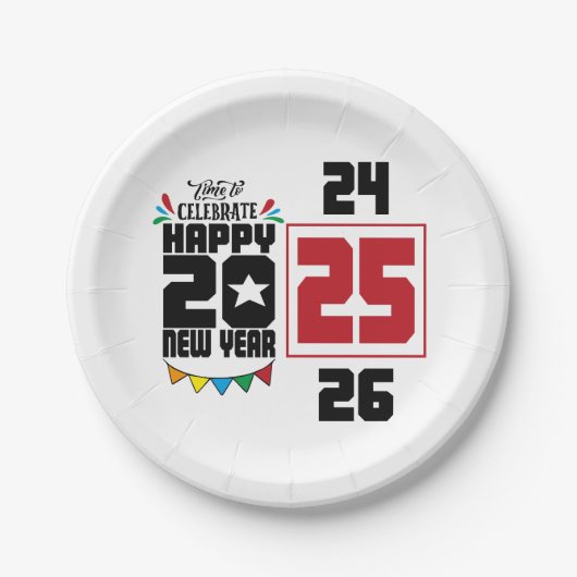 Happy New Year Pappteller (Vorderseite)