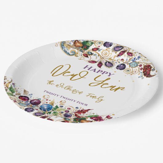 Happy New Year Pappteller (Schrägansicht)