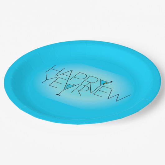 Happy New Year Pappteller (Schrägansicht)