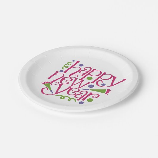 Happy New Year Pappteller (Schrägansicht)