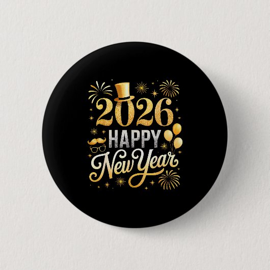 Happy New Year Party 2026 Ballon Family Matching C Button (Vorderseite)