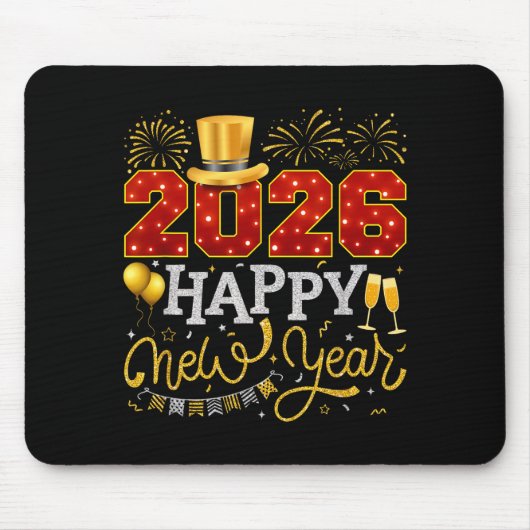 Happy New Year Party 2026 Ballon Family Matching C Mousepad (Vorne)