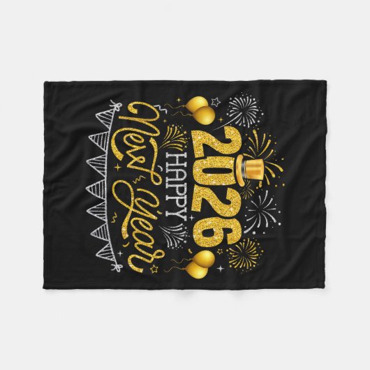 Happy New Year Party 2026 Ballon Family Matching F Fleecedecke (Vorderseite (Horizontal))