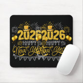 Happy New Year Party 2026 Ballon Family Matching F Mousepad (Mit Mouse)