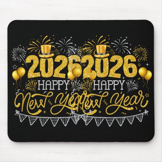 Happy New Year Party 2026 Ballon Family Matching F Mousepad (Vorne)