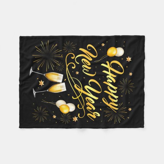 Happy New Year Party 2026 Ballon Family Matching Fleecedecke (Vorderseite (Horizontal))