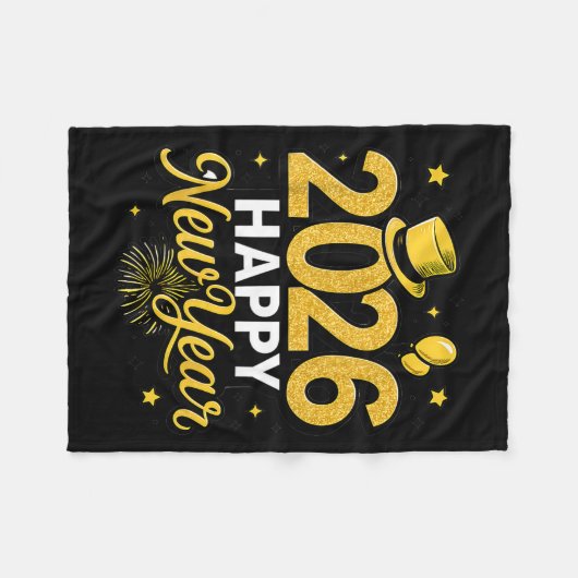 Happy New Year Party 2026 Ballon Family Matching M Fleecedecke (Vorderseite (Horizontal))