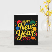 Happy New Year Party 2026 Ballon Family Matching M Karte (Gelbe Blume)