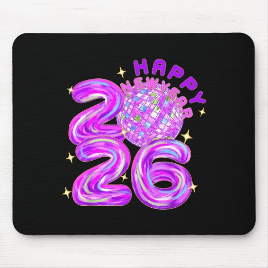Happy New Year Party 2026 Ballon Family Matching M Mousepad (Vorne)