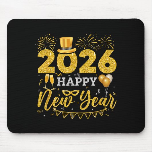 Happy New Year Party 2026 Ballon Family Matching M Mousepad (Vorne)