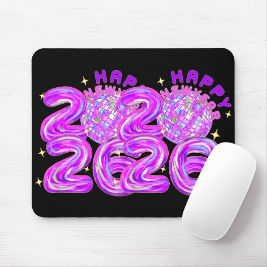 Happy New Year Party 2026 Ballon Family Matching M Mousepad (Mit Mouse)