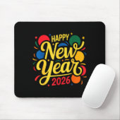 Happy New Year Party 2026 Ballon Family Matching M Mousepad (Mit Mouse)