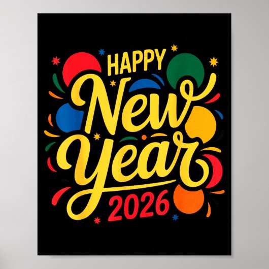 Happy New Year Party 2026 Ballon Family Matching M Poster (Vorne)