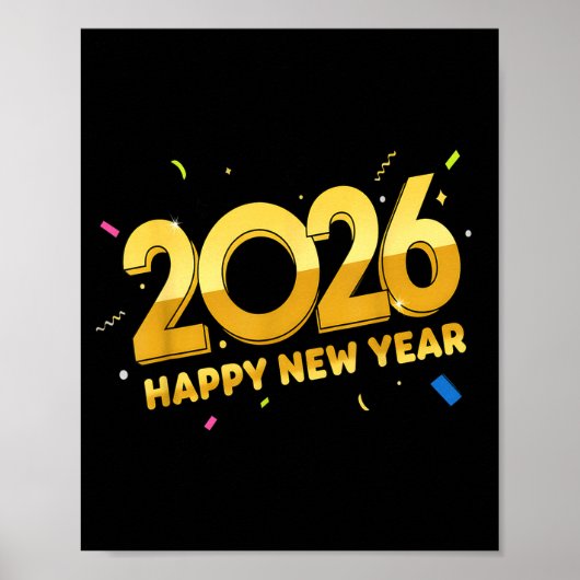 Happy New Year Party 2026 Ballon Family Matching M Poster (Vorne)