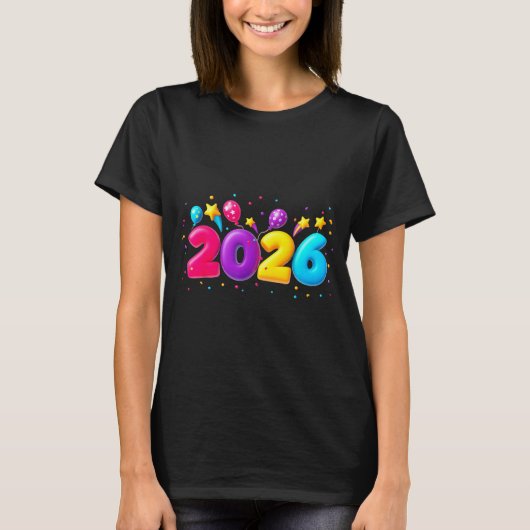 Happy New Year Party 2026 Ballon Family Matching M T-Shirt (Vorderseite)
