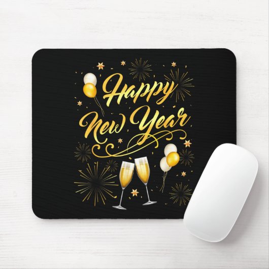 Happy New Year Party 2026 Ballon Family Matching Mousepad (Mit Mouse)
