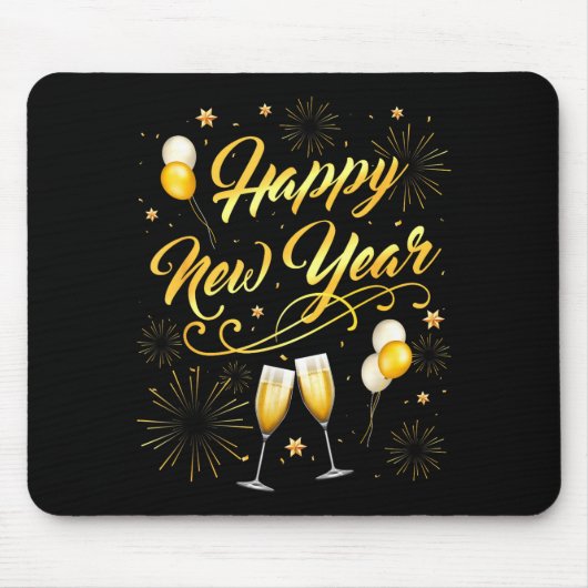 Happy New Year Party 2026 Ballon Family Matching Mousepad (Vorne)