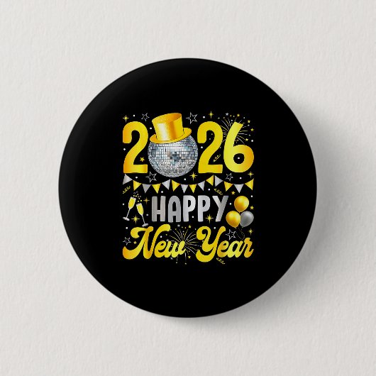 Happy New Year Party 2026 Balloon Family Matching Button (Vorderseite)