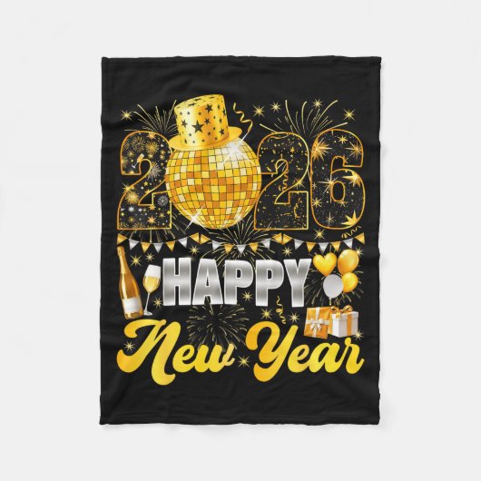 Happy New Year Party 2026 Balloon Family Matching Fleecedecke (Vorderseite)