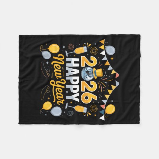 Happy New Year Party 2026 Balloon Family Matching Fleecedecke (Vorderseite (Horizontal))