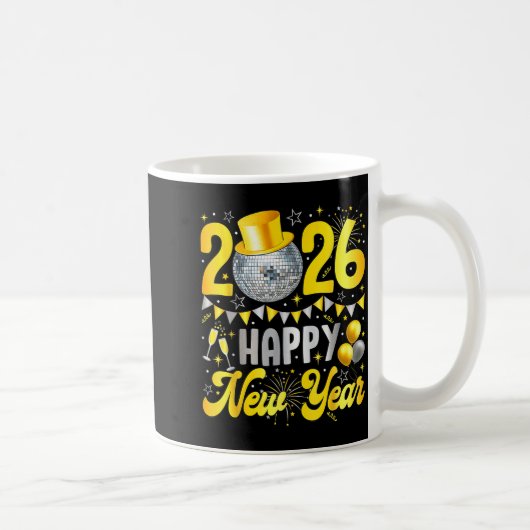 Happy New Year Party 2026 Balloon Family Matching Kaffeetasse (Rechts)