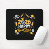 Happy New Year Party 2026 Balloon Family Matching Mousepad (Mit Mouse)