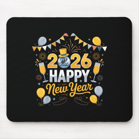 Happy New Year Party 2026 Balloon Family Matching Mousepad (Vorne)