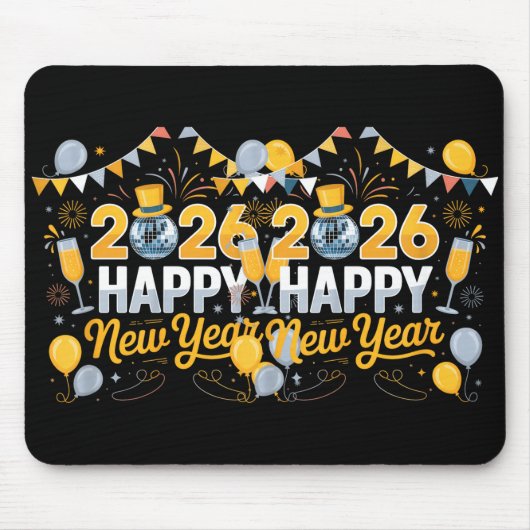 Happy New Year Party 2026 Balloon Family Matching Mousepad (Vorne)