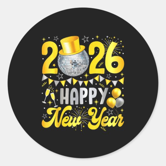 Happy New Year Party 2026 Balloon Family Matching Runder Aufkleber (Vorderseite)