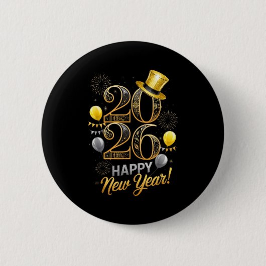 Happy New Year Party 2026 Family Matching Balloon  Button (Vorderseite)