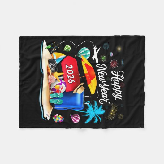 Happy New Year Party 2026 Family Matching Vacation Fleecedecke (Vorderseite (Horizontal))