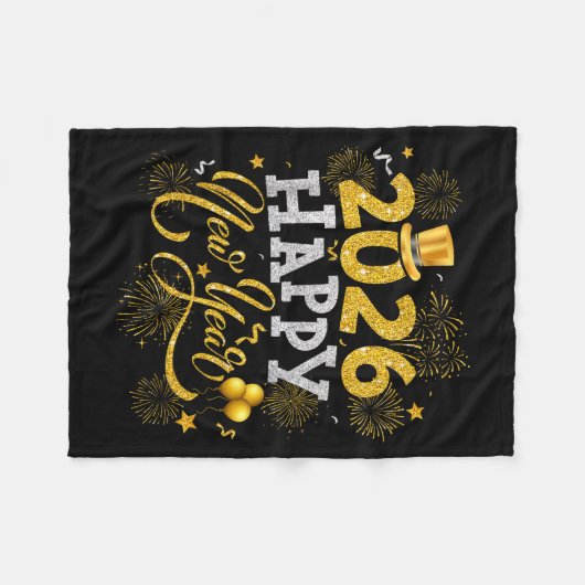 Happy New Year Party 2026 Fireworks Family Matchin Fleecedecke (Vorderseite (Horizontal))