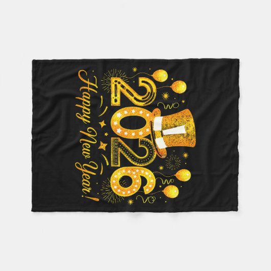 Happy New Year Party 2026 Fireworks Family Matchin Fleecedecke (Vorderseite (Horizontal))