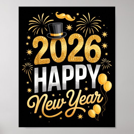 Happy New Year Party 2026 Fireworks Family Matchin Poster (Vorne)
