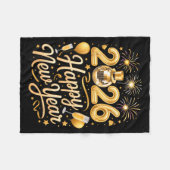 Happy New Year Party 2026 Funny Balloon Family Mat Fleecedecke (Vorderseite (Horizontal))