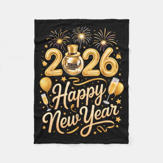 Happy New Year Party 2026 Funny Balloon Family Mat Fleecedecke (Vorderseite)