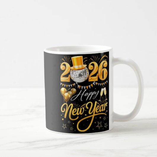 Happy New Year Party 2026 Funny Balloon Family Mat Kaffeetasse (Rechts)