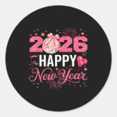 Happy New Year Party 2026 Funny Disco Ball Family  Runder Aufkleber (Vorderseite)
