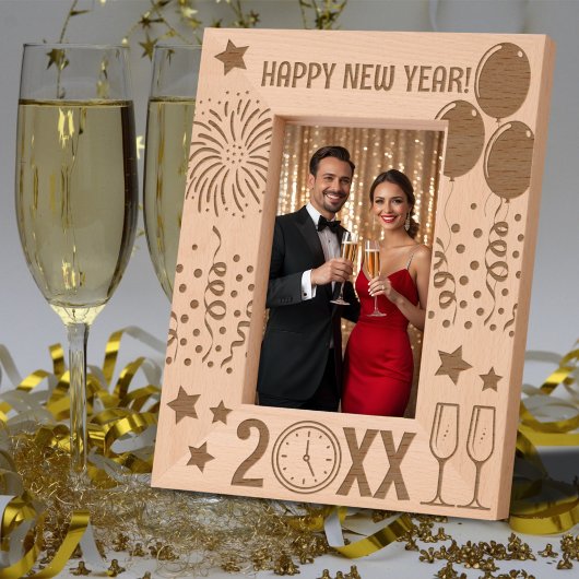 Happy New Year Party Celebration Customized Geätzte Rahmen