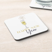 Happy New Year Party Champagne Sparkler Getränkeuntersetzer (Linke Seite)