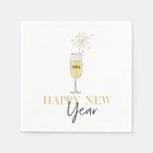 Happy New Year Party Champagne Sparkler Jahr Serviette (Vorderseite)