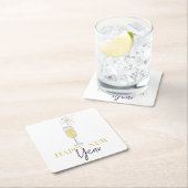 Happy New Year Party Champagne Sparkler Rechteckiger Pappuntersetzer (Vor Ort)