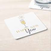 Happy New Year Party Champagne Sparkler Rechteckiger Pappuntersetzer (angewinkelt)